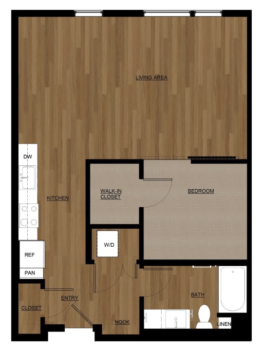 Floor Plan - Open One Bed - B