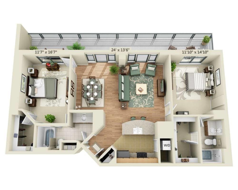 Floor Plan - 2 BEDROOM TOWER (B2I)
