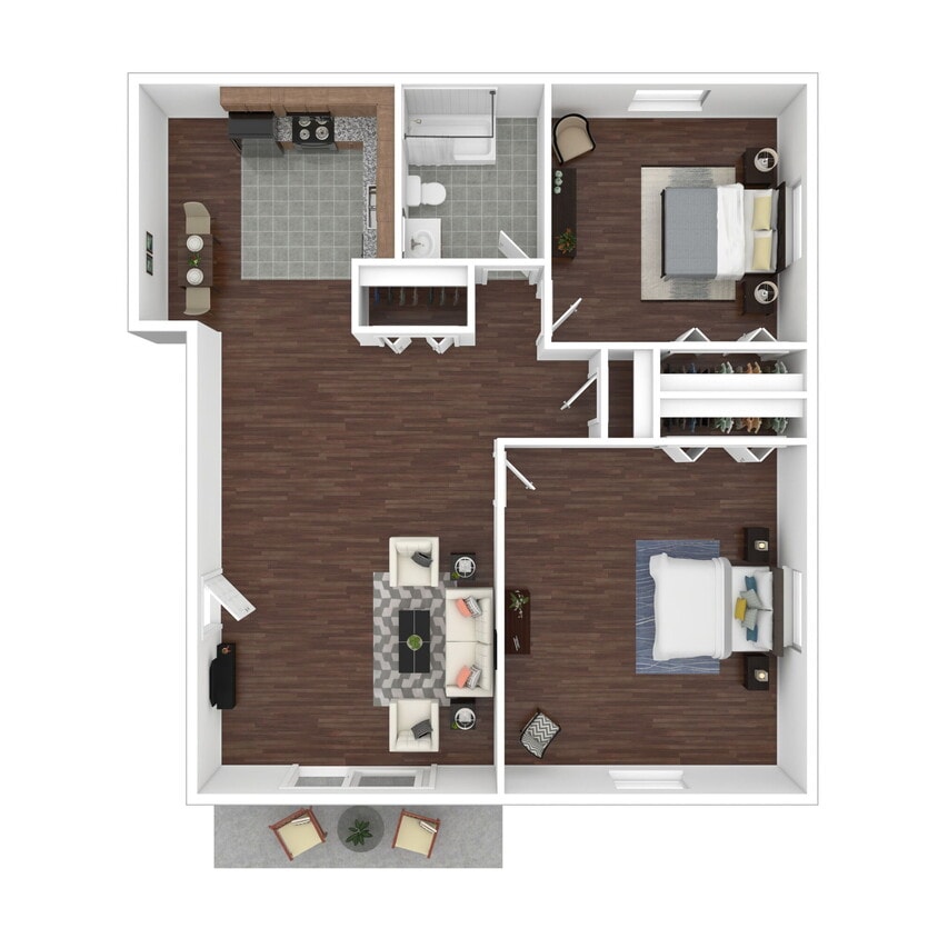 Floor Plan - 2 Bedroom, 1 Bath (Market Rate)