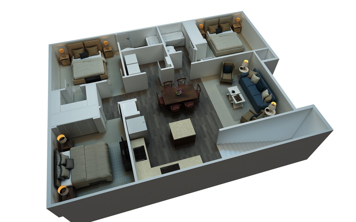 Floor Plan - Flat Style 3 Bedroom 2 Bathroom Upper Level