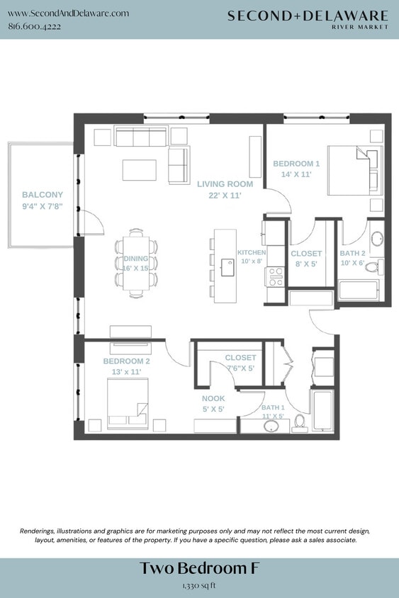 Floor Plan - F-Two Bedroom