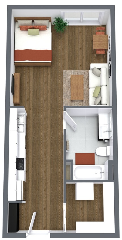 Floor Plan - Acadian w/Murphy Bed & Balcony