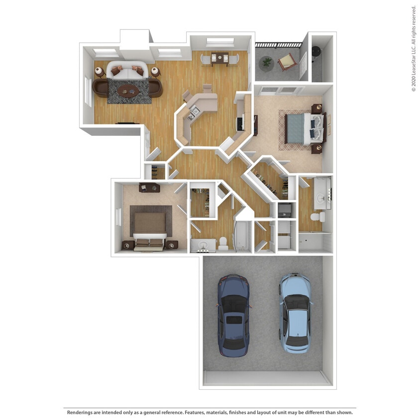 Floor Plan - 2 Bed 2 Bath 2-car Garage 1267 SqFt (1165 Net)