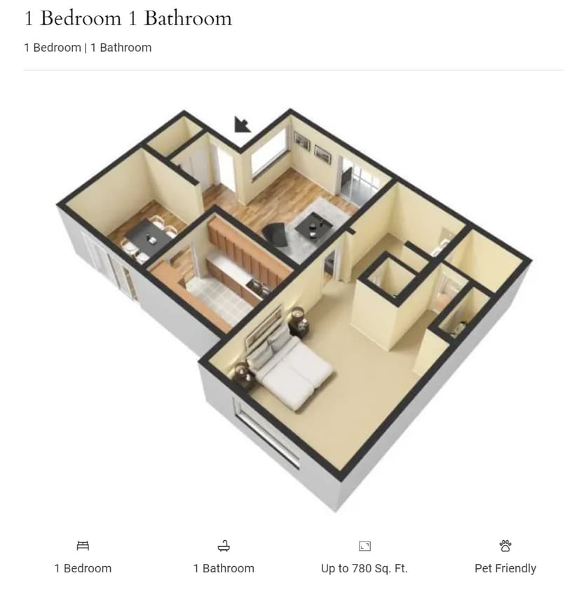 Floor Plan - 1 Bed | 1 Bath
