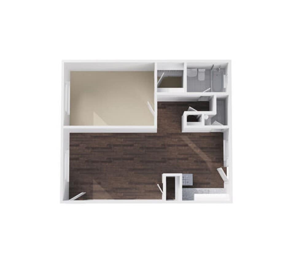 Floor Plan - 22231x1 - 1 bed 1 bath 