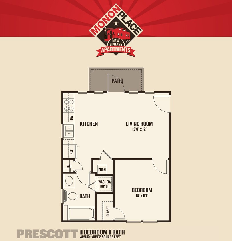 Floor Plan - Monon Place II - 1 Bedroom