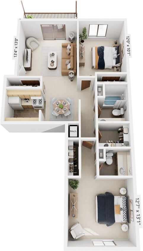 Floor Plan - Two Bedroom Walk-Thru