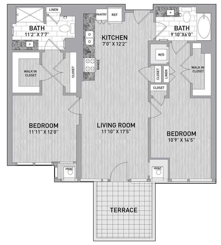 Floor Plan - 218 T - 2 Bed 2 Bath-B3.3-T