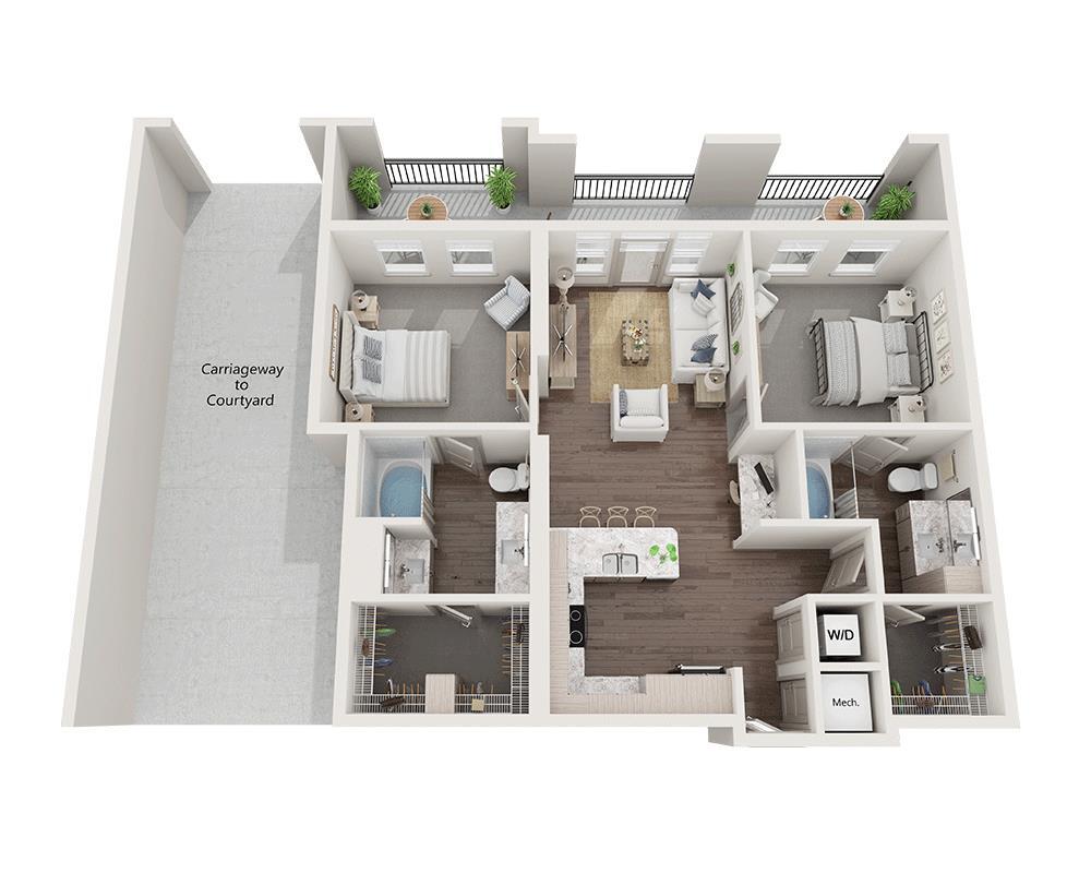 Floor Plan - Two Bedroom B2E