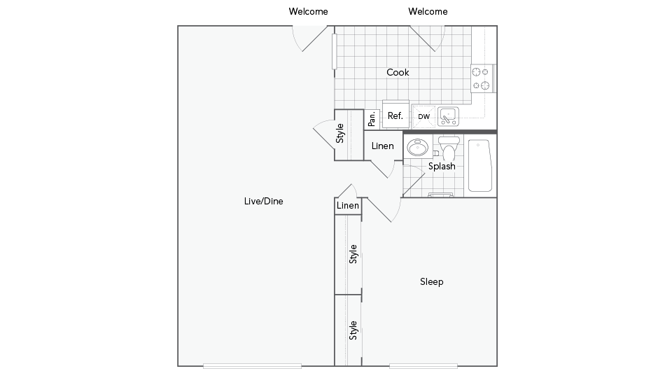 Apex 1-Bedroom Floorplan - Apex