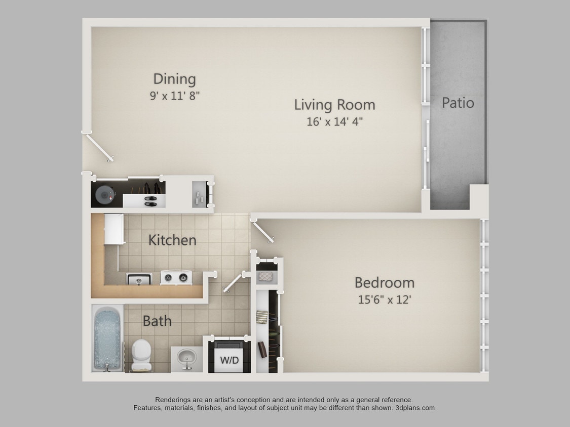 Floor Plan - 1-Bedroom 1-Bathroom