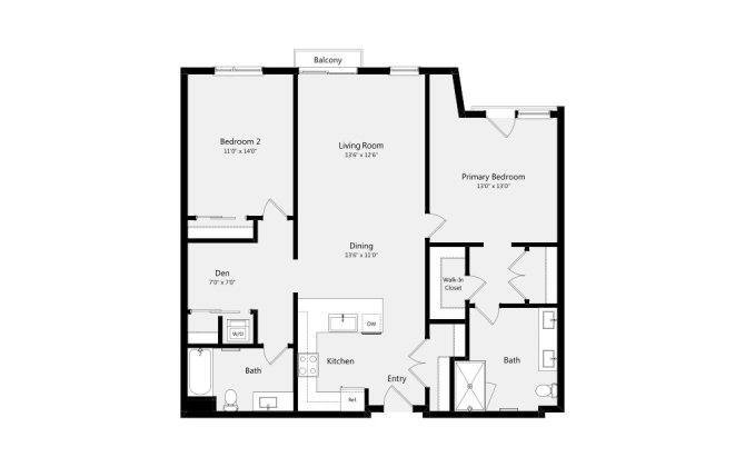 Floor Plan - 2B+DEN (C)