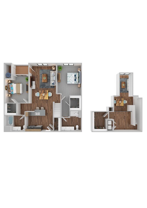 Floor Plan - Two Bedroom Two Bathroom with Loft