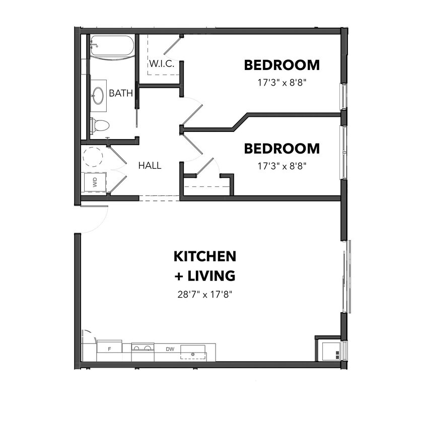 Floor Plan - The Two Bedroom 4 (Blue)