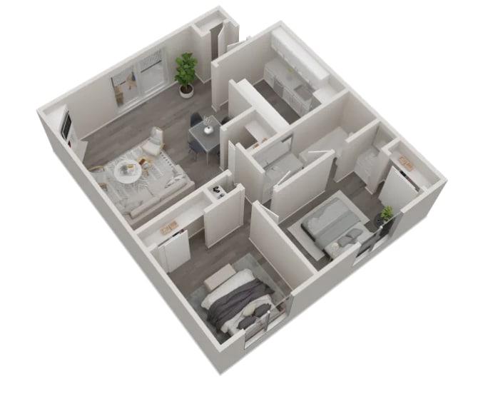 Floor Plan - 2 Bed 1 Bath