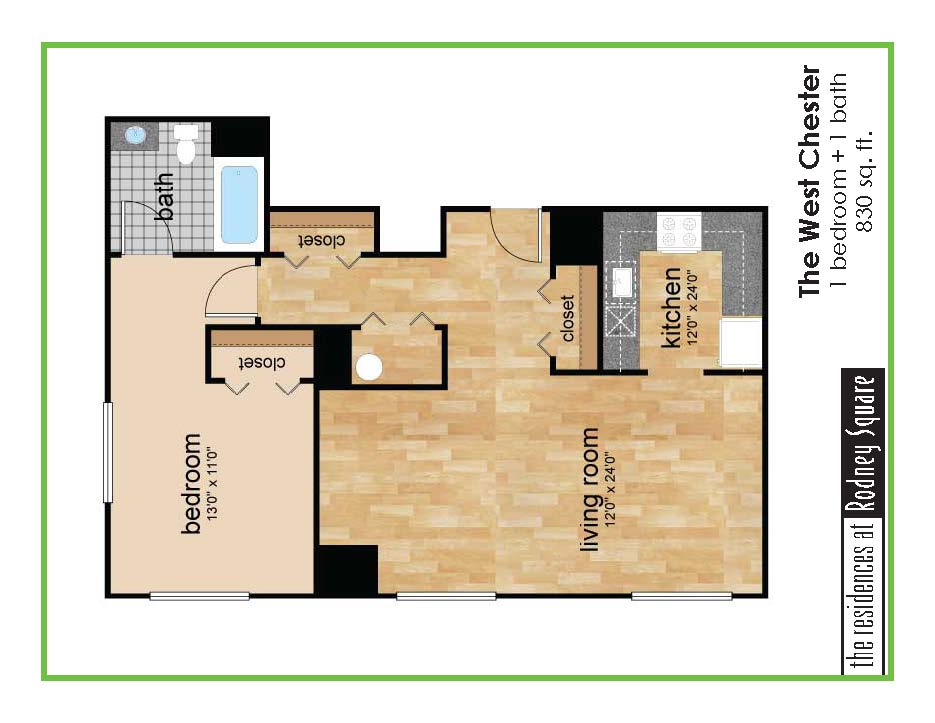 Floor Plan - Winterthur One Bedroom On