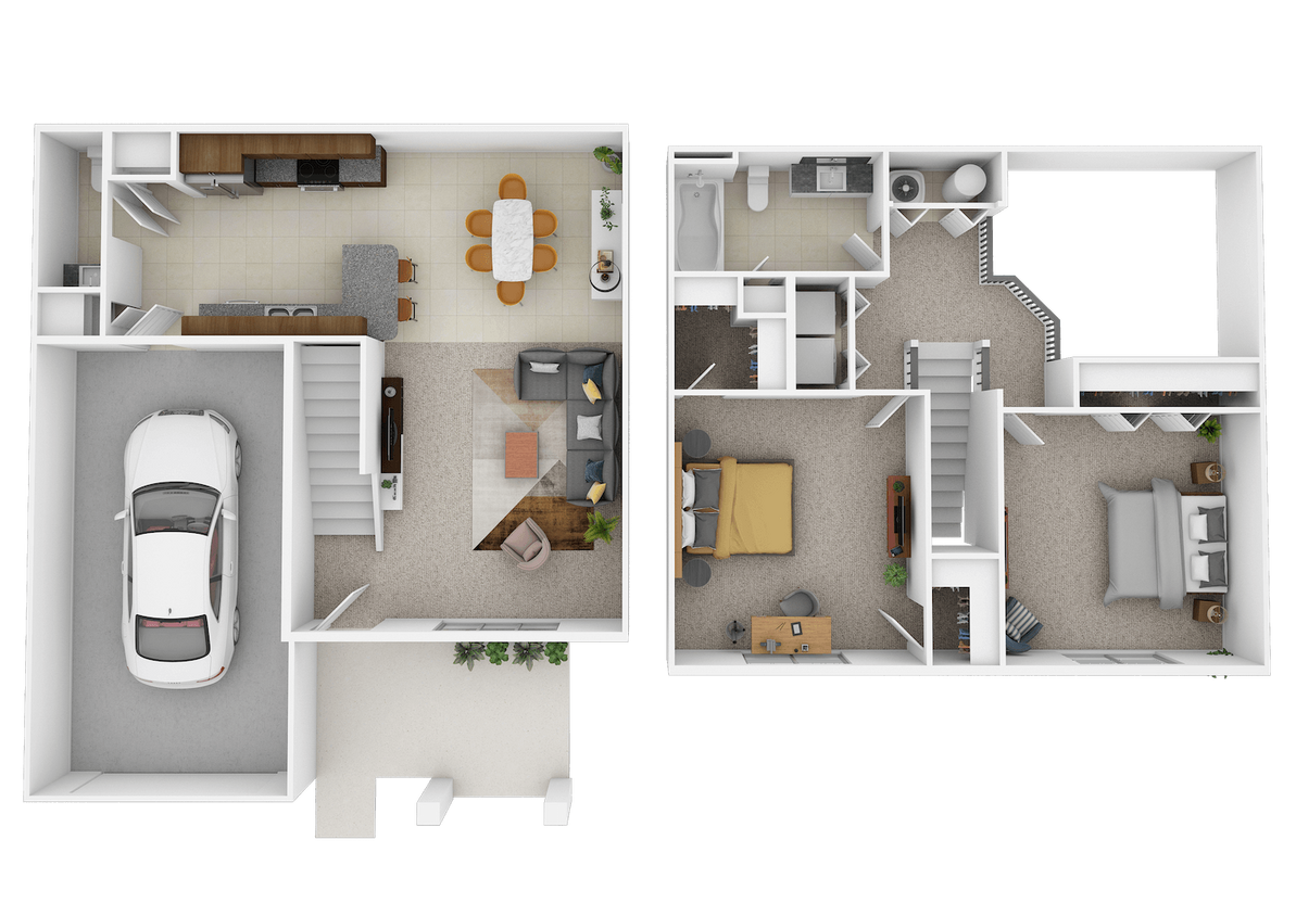 Floor Plan - 2 Bedrooms  1.5 Bathrooms