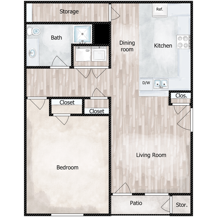 Floor Plan - 1x1 785 SqFt