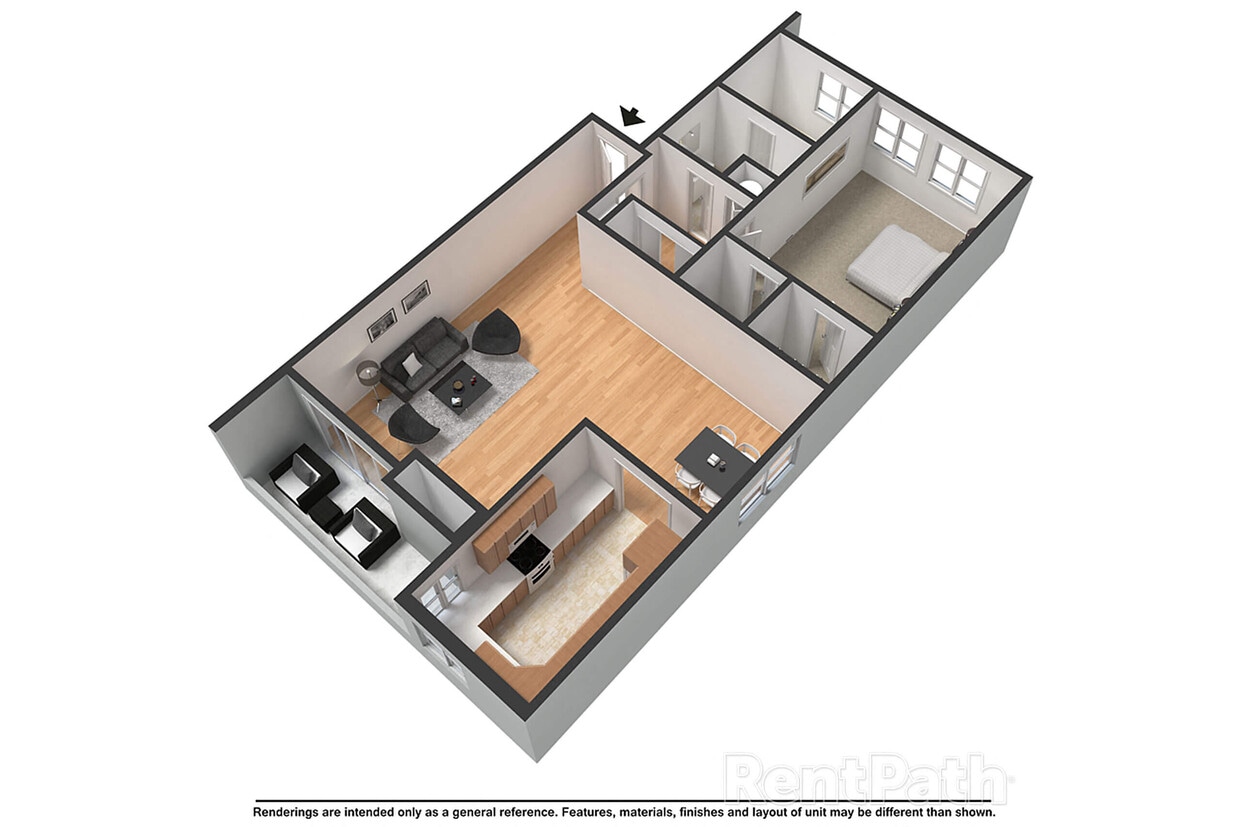 Floor Plan - 1 Bed 1Bath