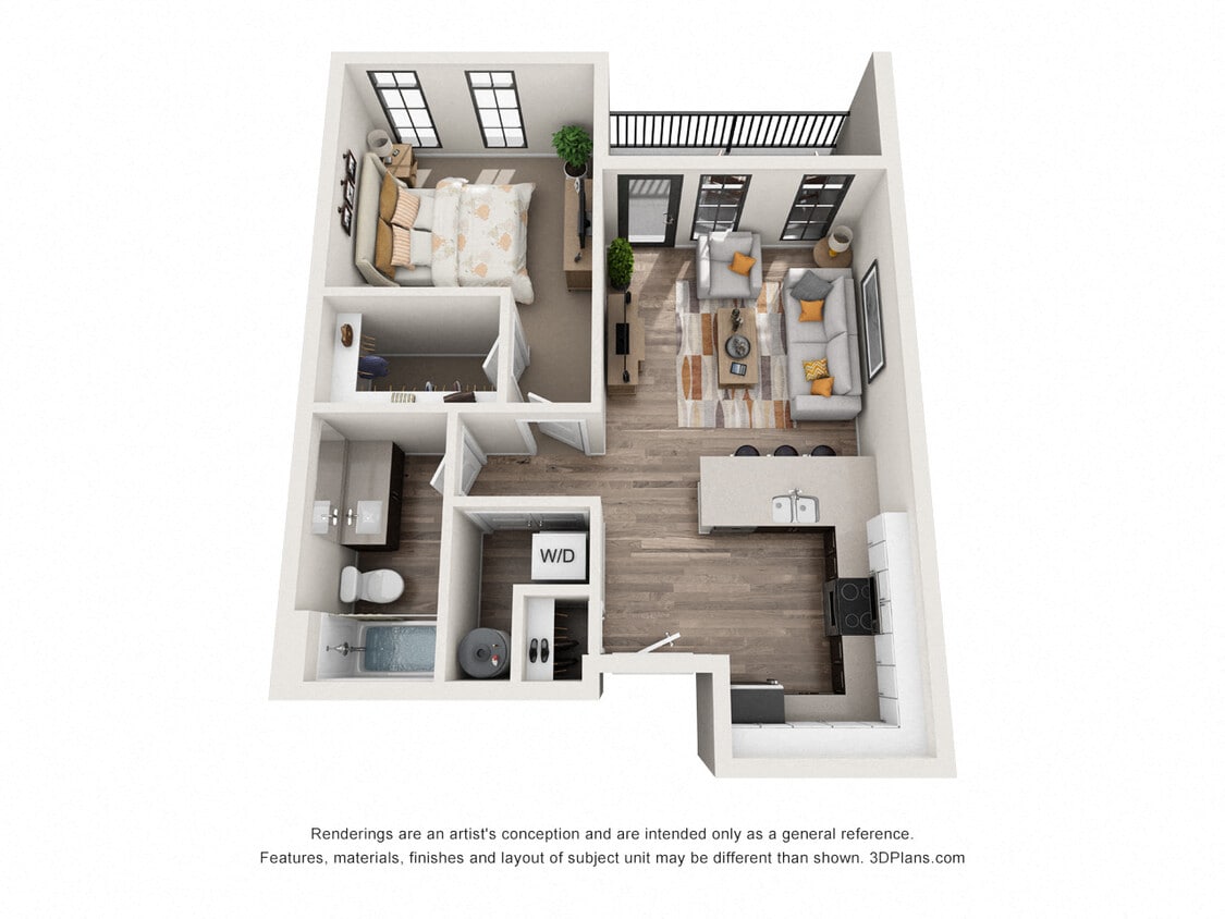 Floor Plan - 1 Bedroom 1A - 2