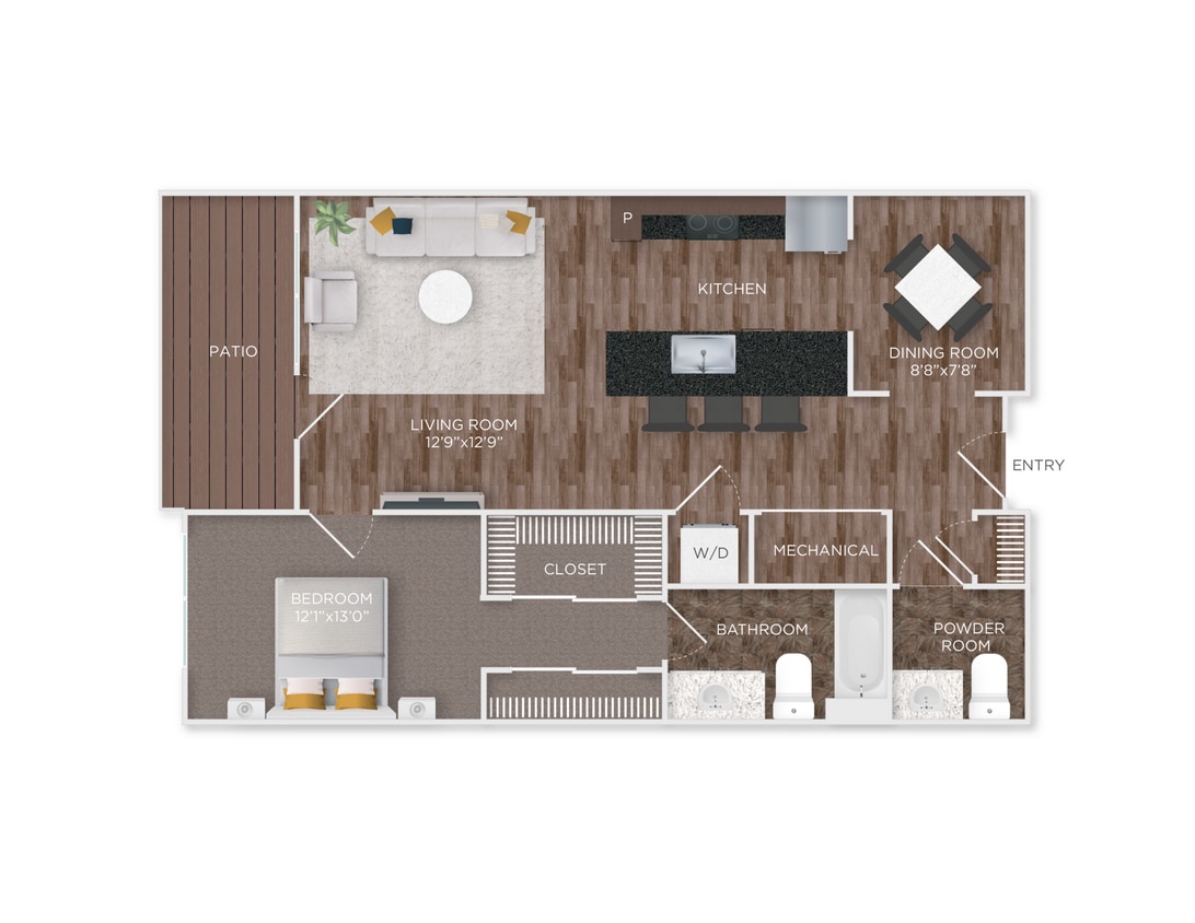 Floor Plan - Patapsco 1Br/2Ba
