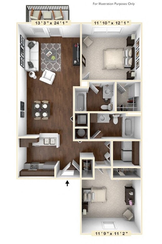 Floor Plan - The Blackwell 2 BR 2 BA