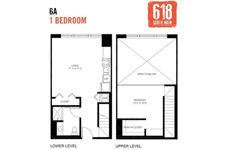 Floor Plan - 1 Bedroom 1 Bath Loft 872 sq. ft.