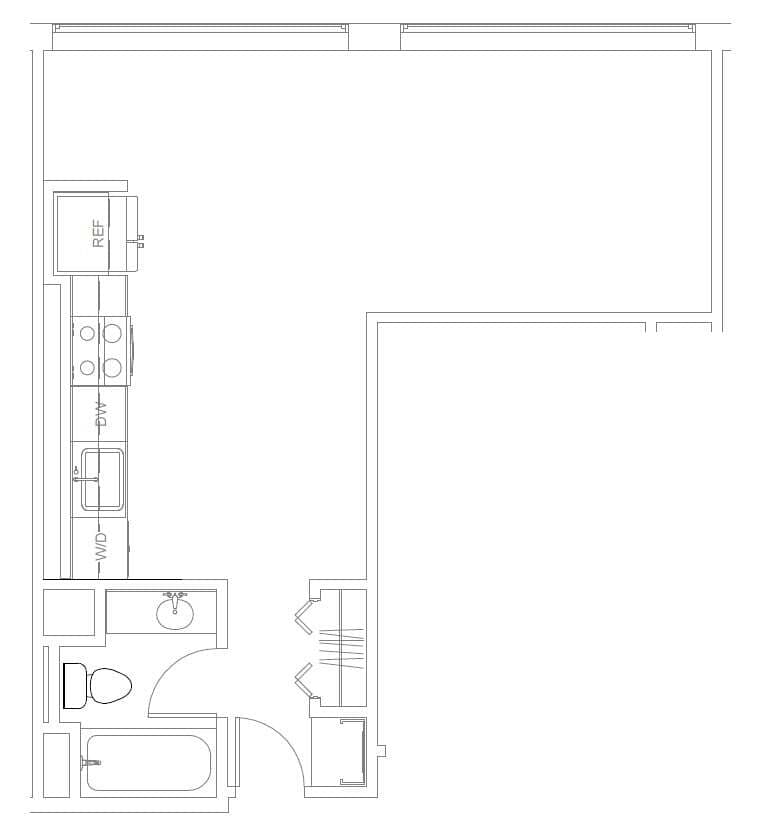 Floor Plan - Wes 7th | Studio, 1 Bathroom A