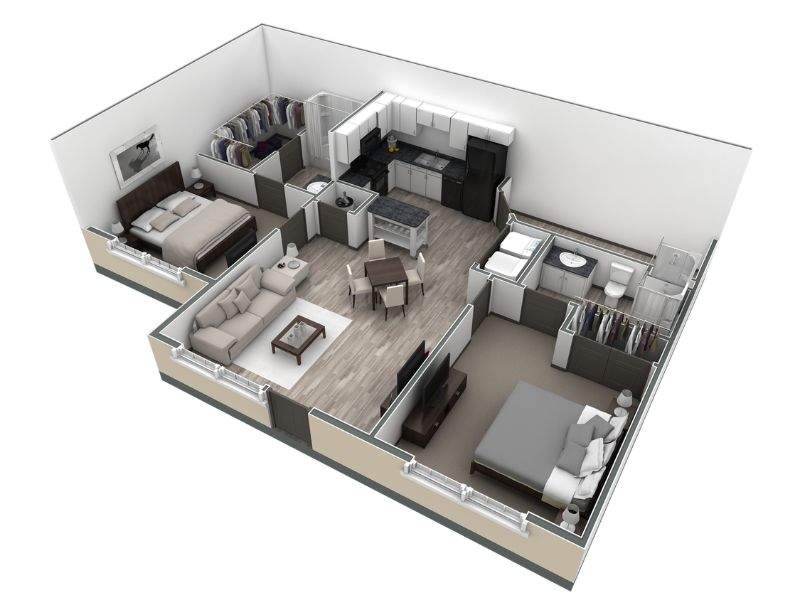 Floor Plan - 2-2 BR Retreat Courtyard