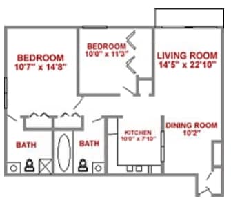 Phase II- Floor Plan B - Phase II, Floorplan B, 2 Bedroom, 2 Bath