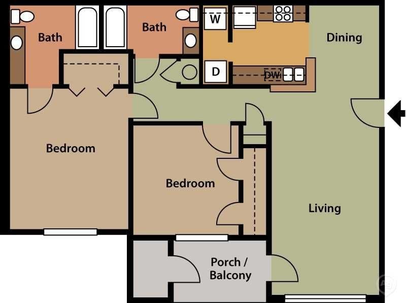 Floor Plan - 2 Bedroom 2 Bath