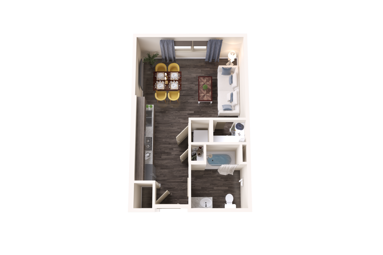 Studio Apartment with Spacious Living Area - Amethyst