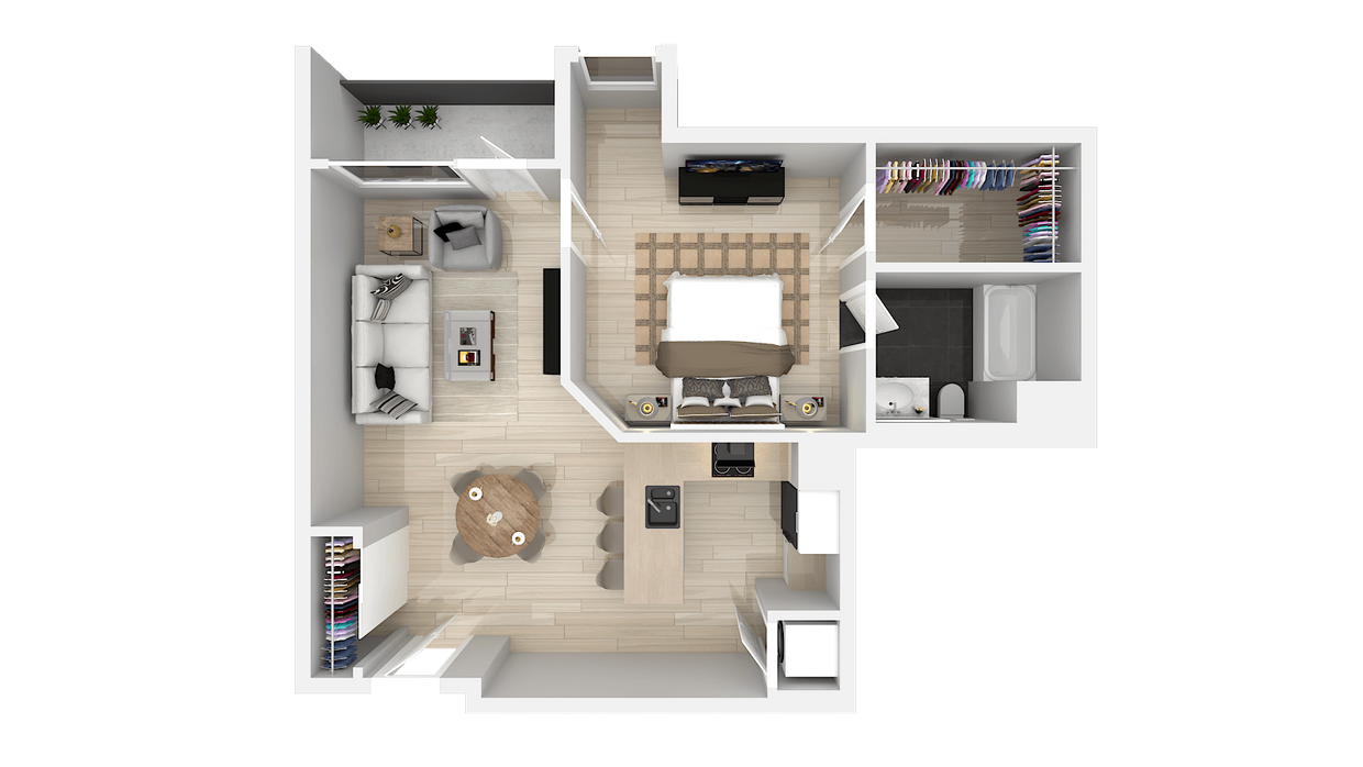 Floor Plan - One Bedroom One Bath I