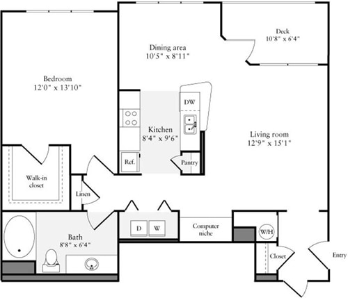 Floor Plan - 1 Bedroom C