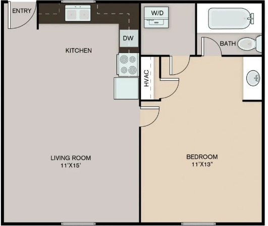 Floor Plan - 1x1a