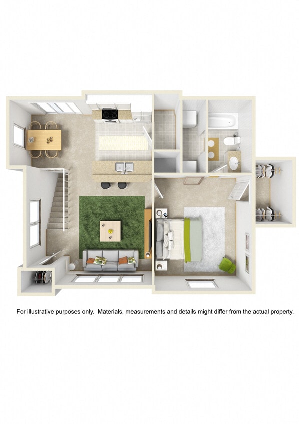 Floor Plan - 1 Bed w/ Attached Garage (Price not included)