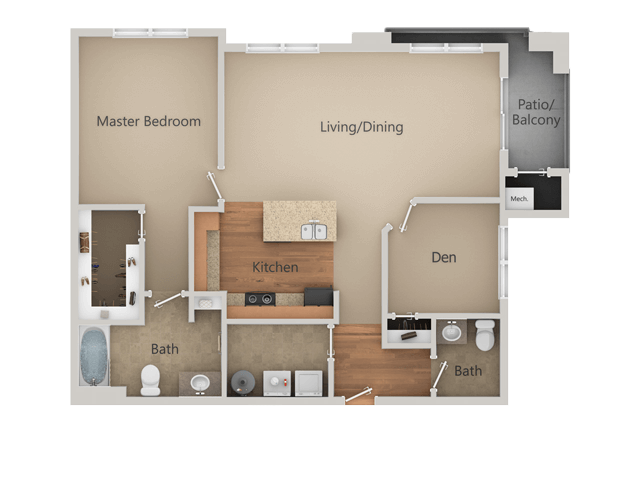 Floor Plan - 1x1 Den