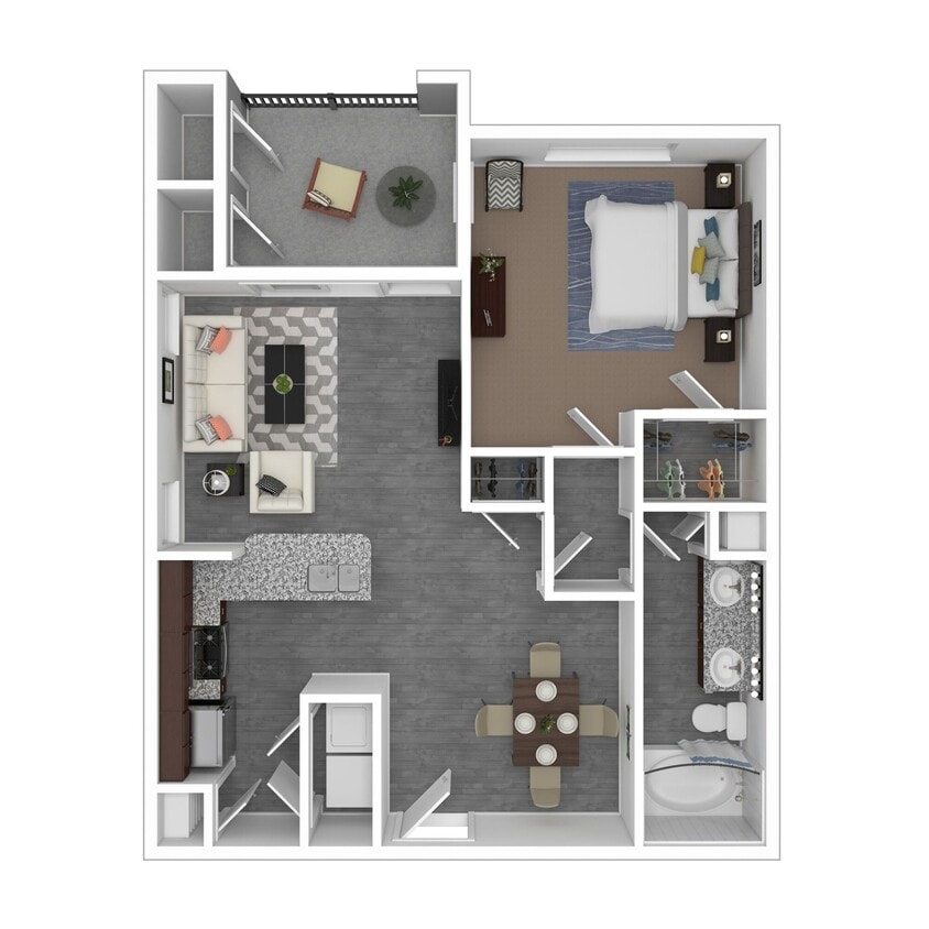 Floor Plan - 1 Bed 1 Bath 924 SqFt (804 Net)