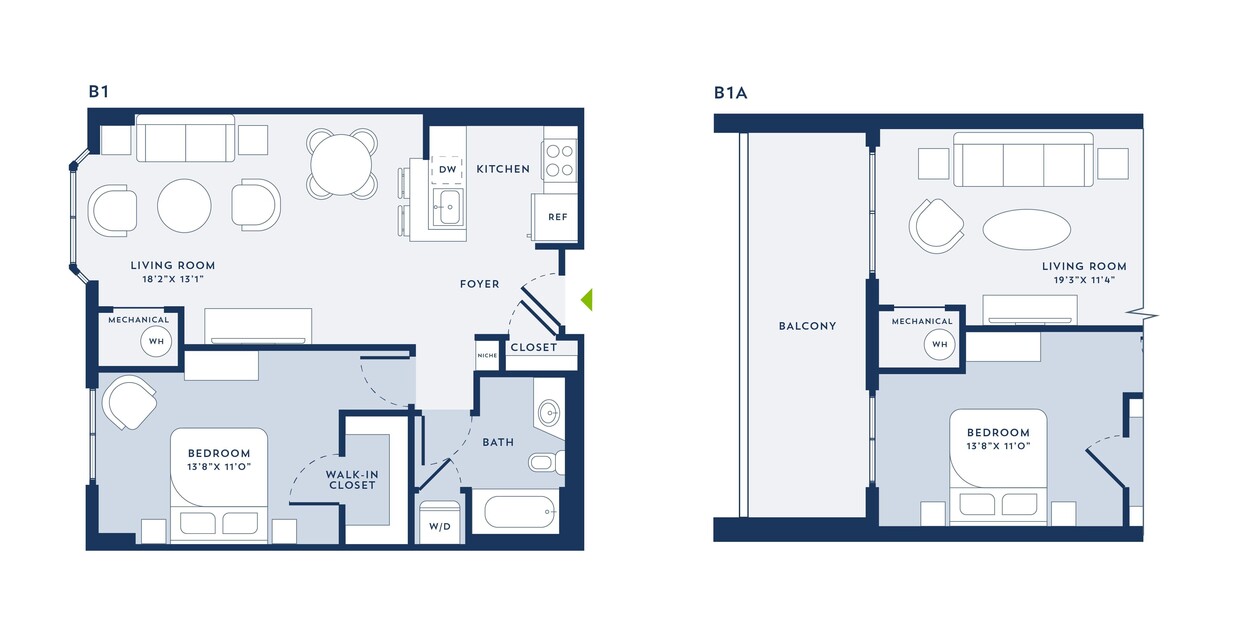 Floor Plan - 1 Bed/1 Bath - B1