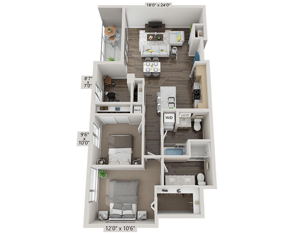Floor Plan - Two Bedroom B2KD