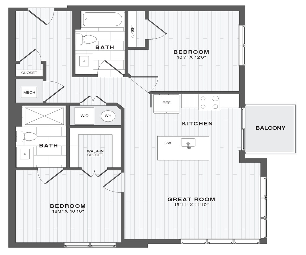 Floor Plan - 2 Bed/2 Bath-B2