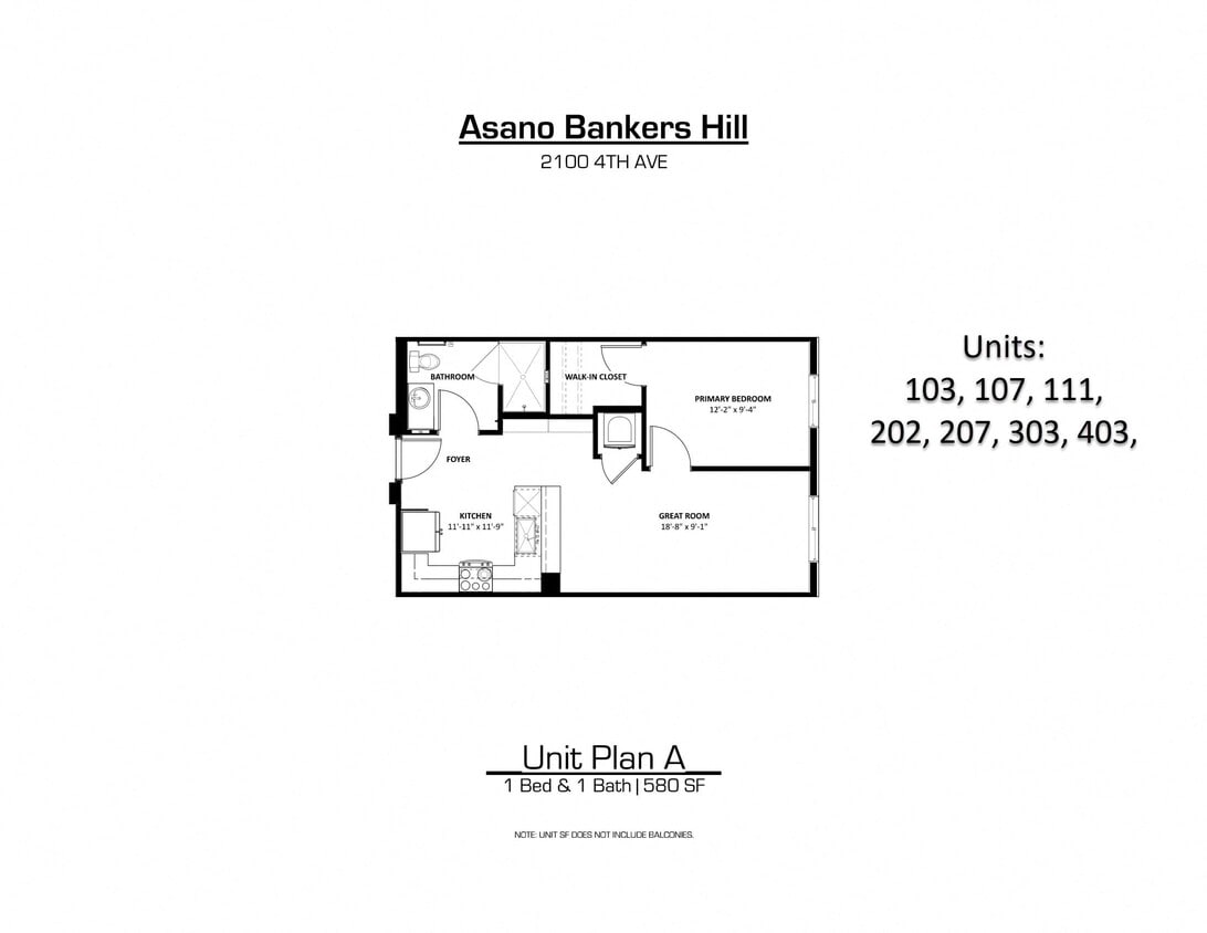 Floor Plan - 1 Bedroom, 1 Bathroom