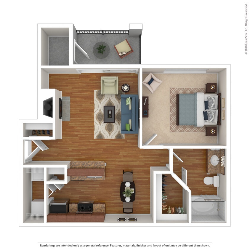 Floor Plan - 1 Bed 1 Bath 772 SqFt (692 Net)