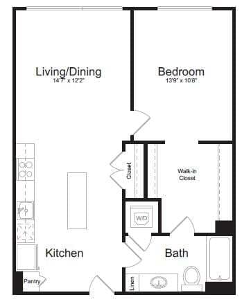 Floor Plan - 1 Bed/1 Bath-B5C