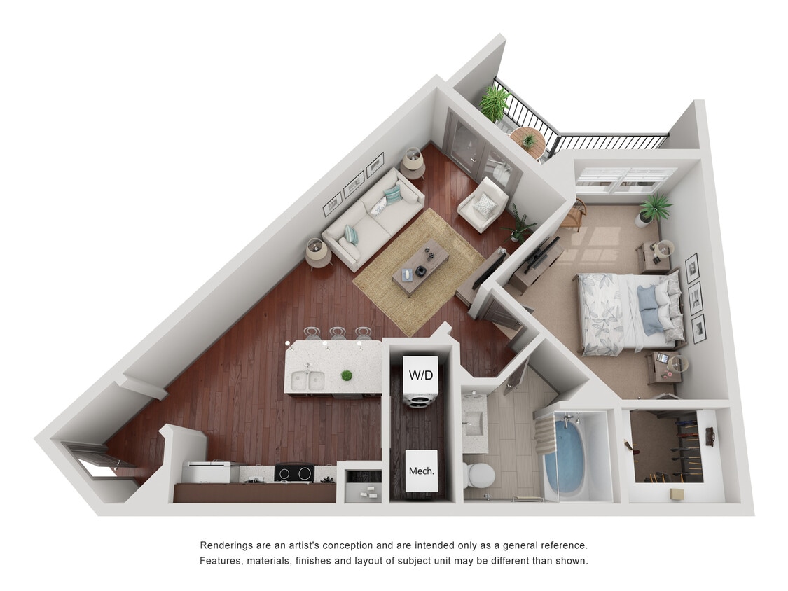 Floor Plan - A677 One Bed Floor Plan