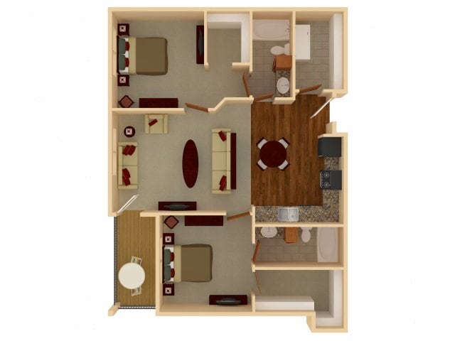 Floor Plan - Loamy | 2 Bedroom 2 Bathroom