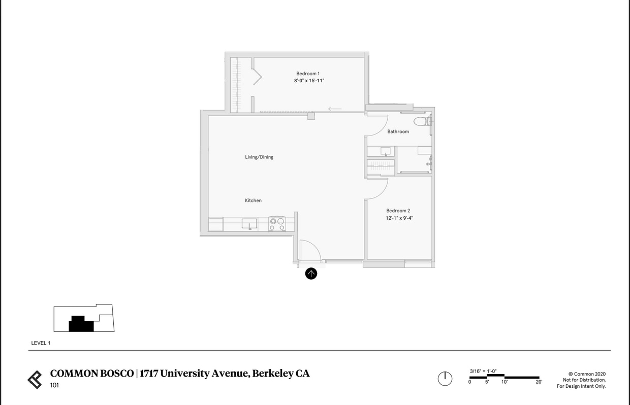 Floor Plan - 2 Bed 1 Bath - 1280 sqft