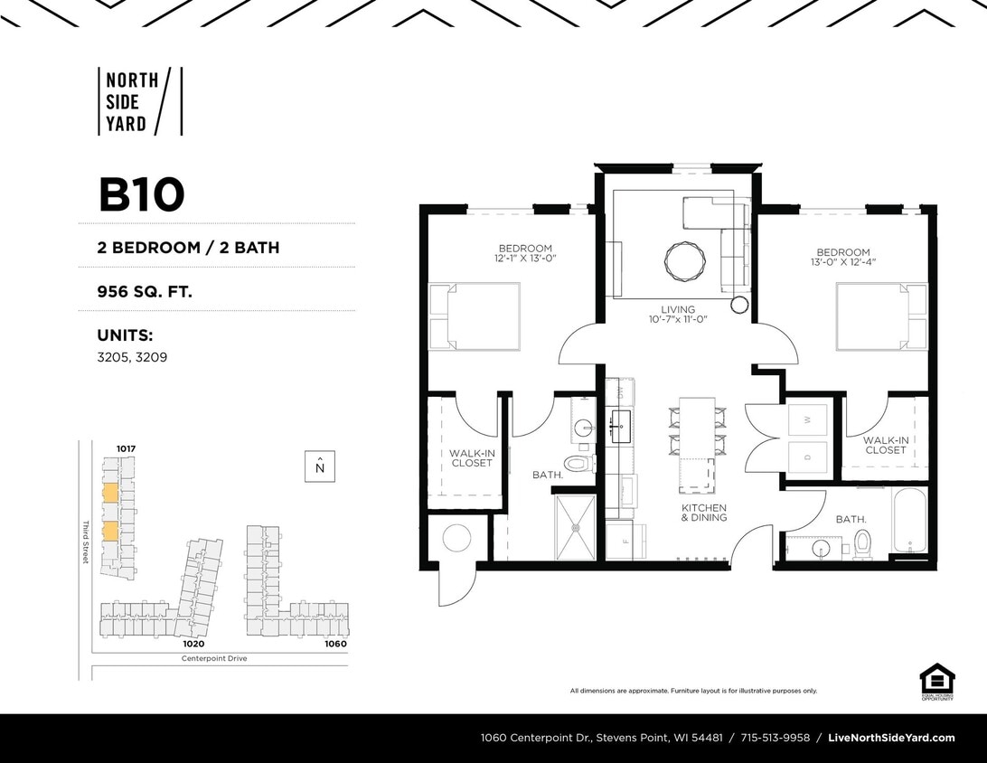 Floor Plan - B10 - 2 Bed  / 2 Bath 
