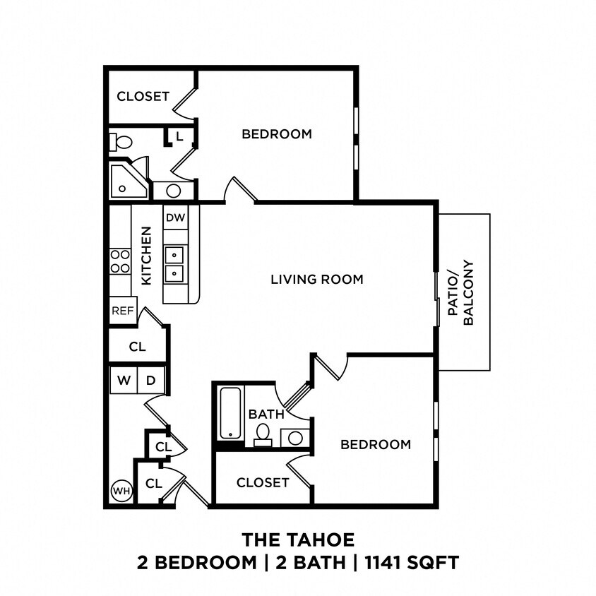 Floor Plan - Two Bedroom 2 Bath - The Tahoe
