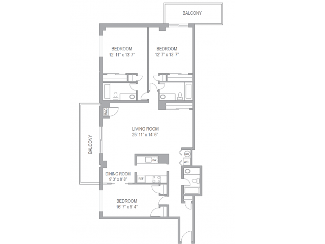 Floor Plan - 3BR/3BA  FURNISHED (30-DAY STAY Available)
